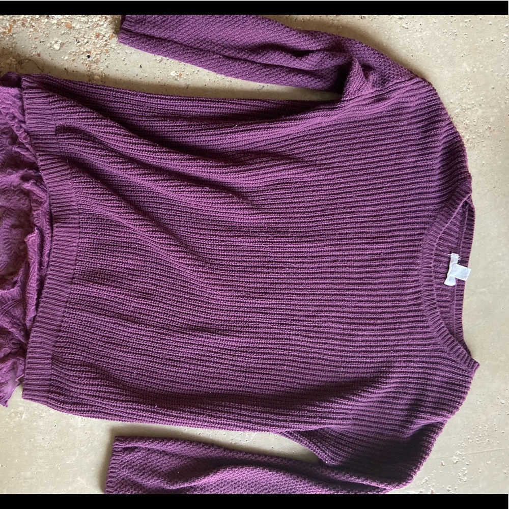 Purple lace detail sweater